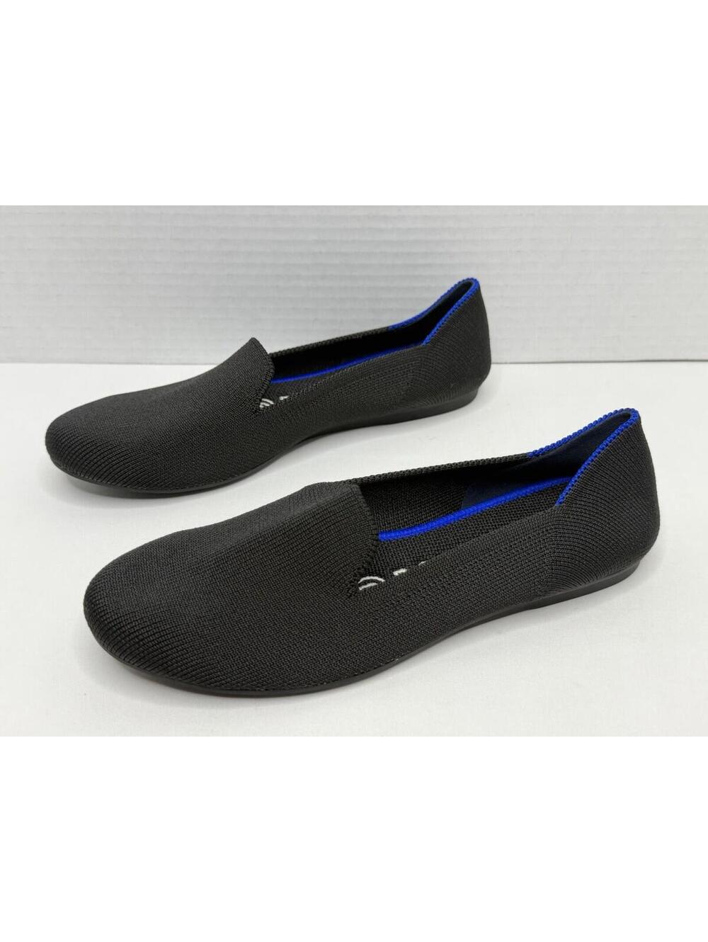 Women's Rothy’s Size 5 Black Knitted Round Toe Slip On Flat Loafers P149
